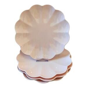 Rachel Zoe Pastel Pink Melamine Dinner Plates 11in Scalloped Set of 4 New